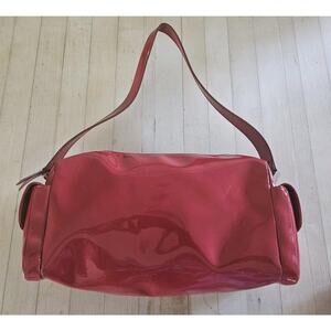Lauren Ralph Lauren VINTAGE Women's Red Patent Leather Shoulder Bag, twist locks